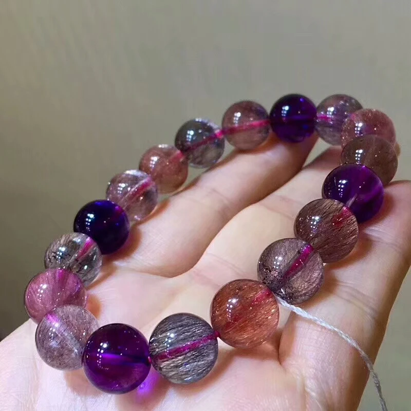 Сертификат натуральный Lepidocrocite кварц супер семь Рутиловый Кварц Браслет Мелодия с бусинами из круглых камешков 11 мм кристалл AAAAAA