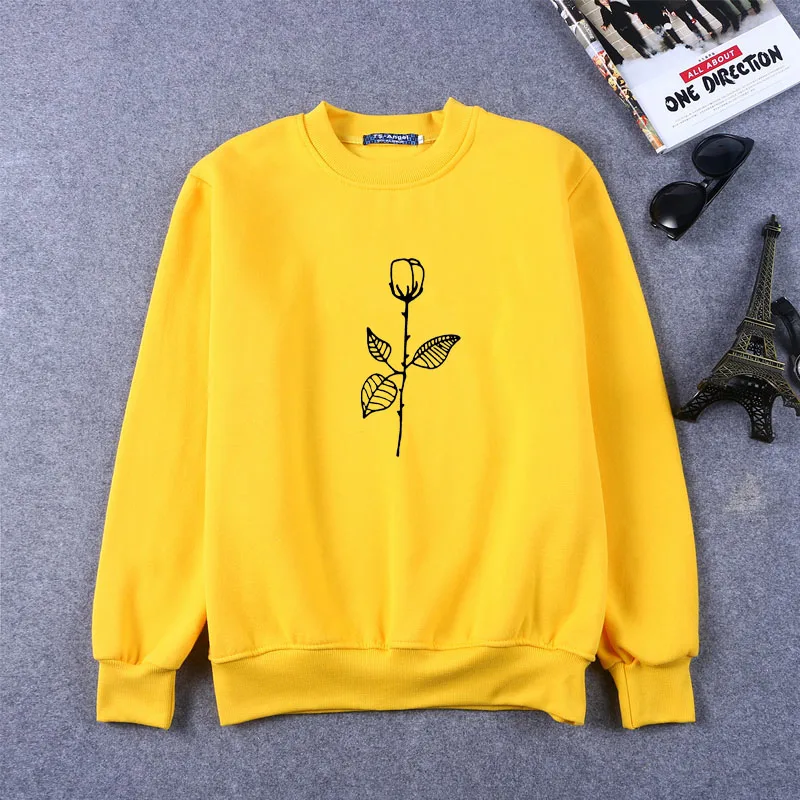 

New Girl Power Rose Print Women Sweatshirts Cotton Casual Funny Sweatshirts For Lady Top Hipster Tumblr