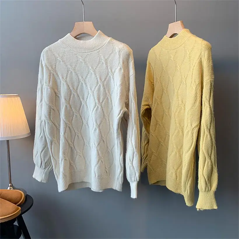 

women's clothing ladies autumn winter turtleneck criss-cross knitted sweaters women pullover sweater new