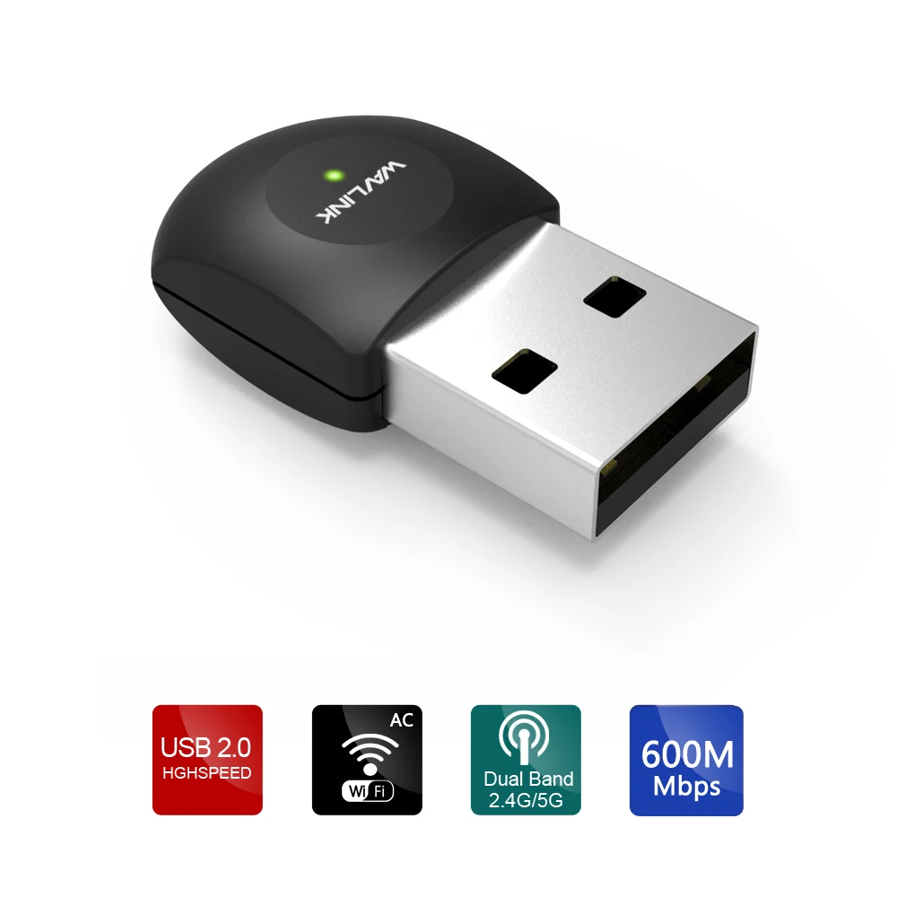 Wavlink Mini USB Wifi адаптер/ключ Беспроводная сетевая LAN Карта AC600 Двухдиапазонная