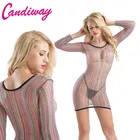 Фэнтезийное сексуальное мини-платье, женское нижнее белье, Радужное эластичное эротическое боди, нижнее белье, женское Сетчатое облегающее привлекательное