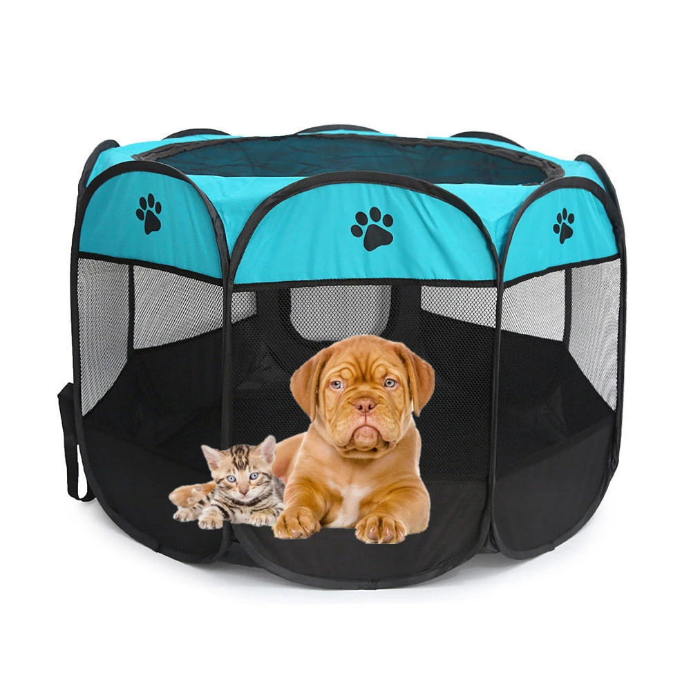 Portable Foldable Playpen Pet Dog Crate Room Puppy Exercise Kennel Cat Cage Water Resistant Outdoor Removable Mesh Shade Cover