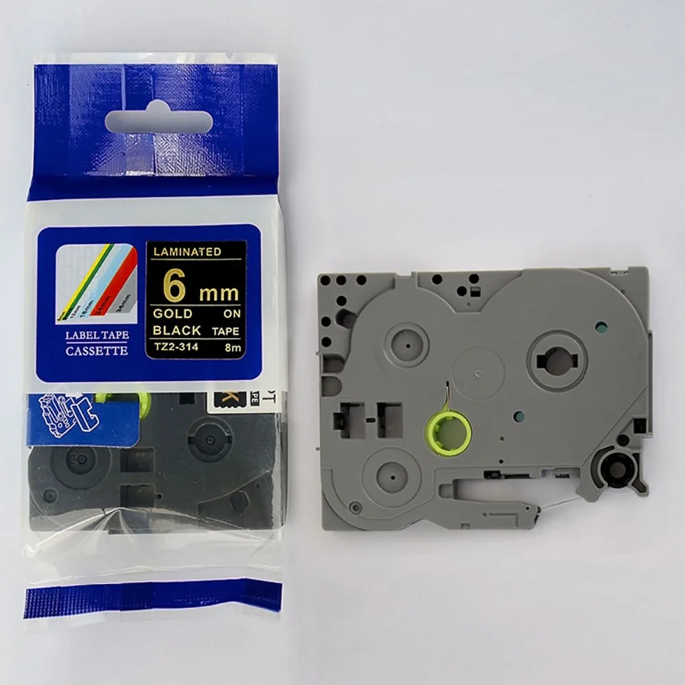 

3PK high quality Compatible Brother label printer 6mm TZe314 TZe-314 TZ314 tze tape Gold on black for p touch printer Free ship