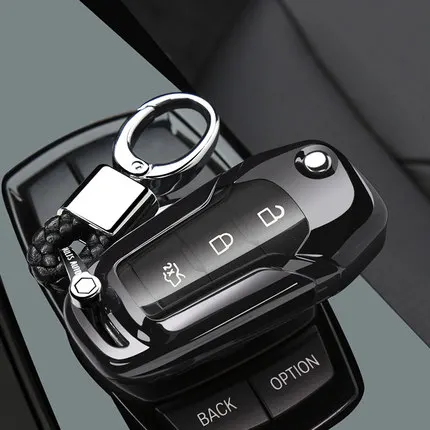 black with keychain ТПУ чехол для автомобильных ключей для Ford F-150 F-250 F-350 Ranger Explorer KA Fiesta Mondeo крышка дистанционный брелок в виде ракушки держатель - Название цвета: black with keychain