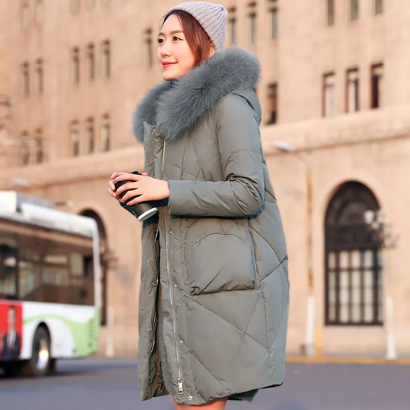 KMETRAM 2020 новая зимняя 90% куртка пуховик на утином пуху Женская натуральным лисьим