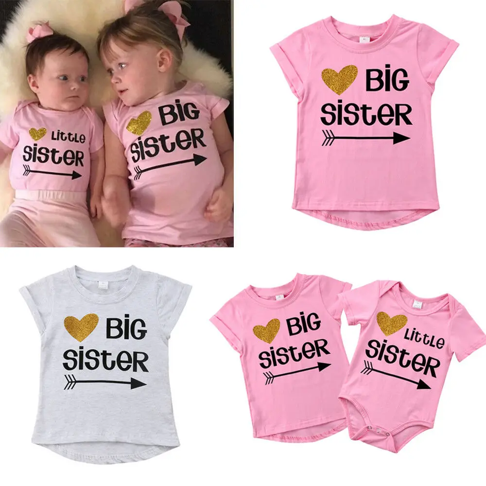 Одинаковая одежда для всей семьи с надписью Love футболка Big Sister комбинезон