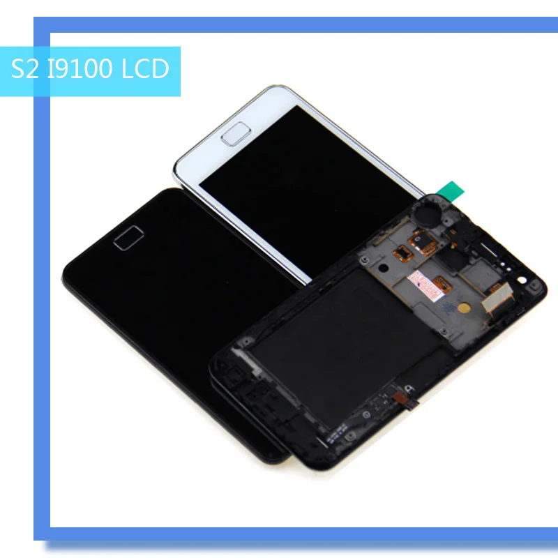 ЖК дисплей + сенсорная панель с рамкой для Galaxy S II/i9100 i9105 черный белый и