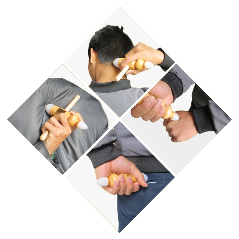 

Trigger Point Self Massage Stick Silicone Head Wooden Adjustable Massage Stick Body Massager Muscle Pain Relief