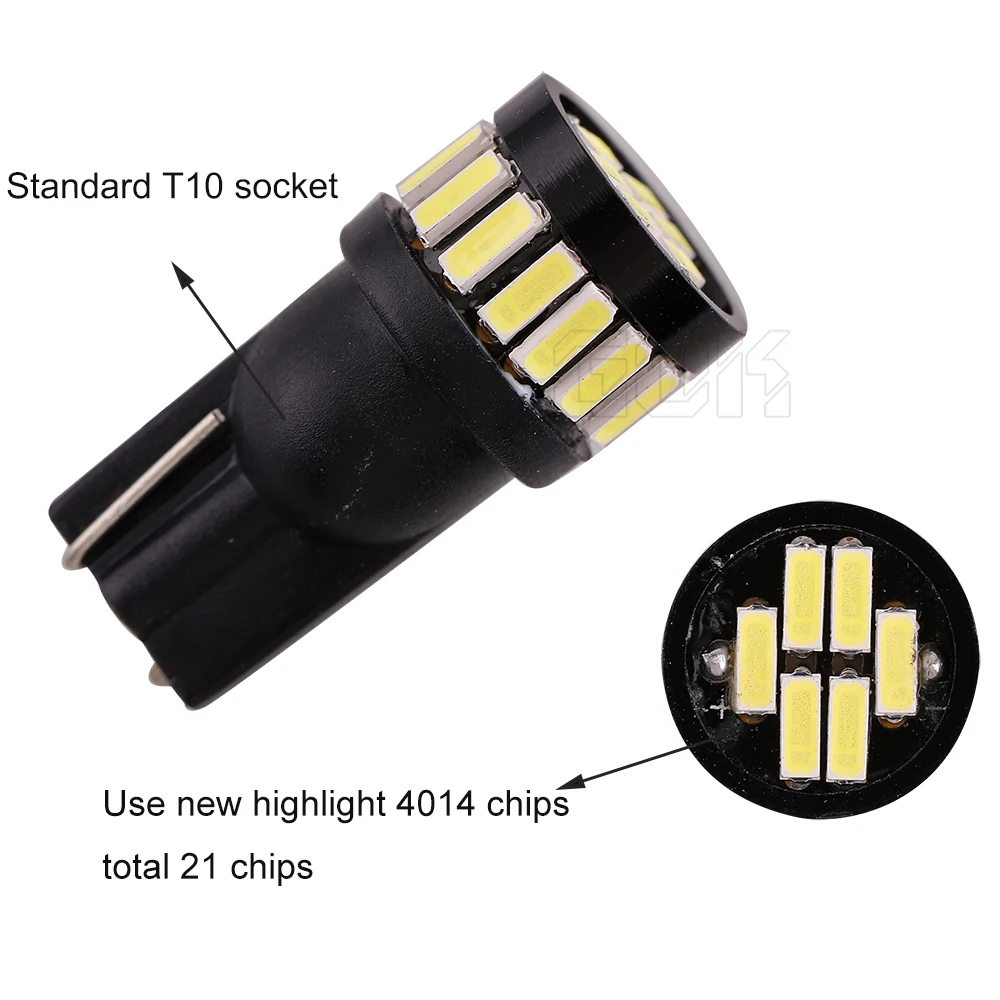 10 светодиодных ламп W5W T10 Canbus 4014 SMD 21 светодиодный 194 168 автомобильные габаритные