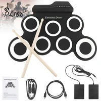 slade portable electronic digital usb 7 pads roll up set silicone electric drum kit with drumsticks and sustain pedal