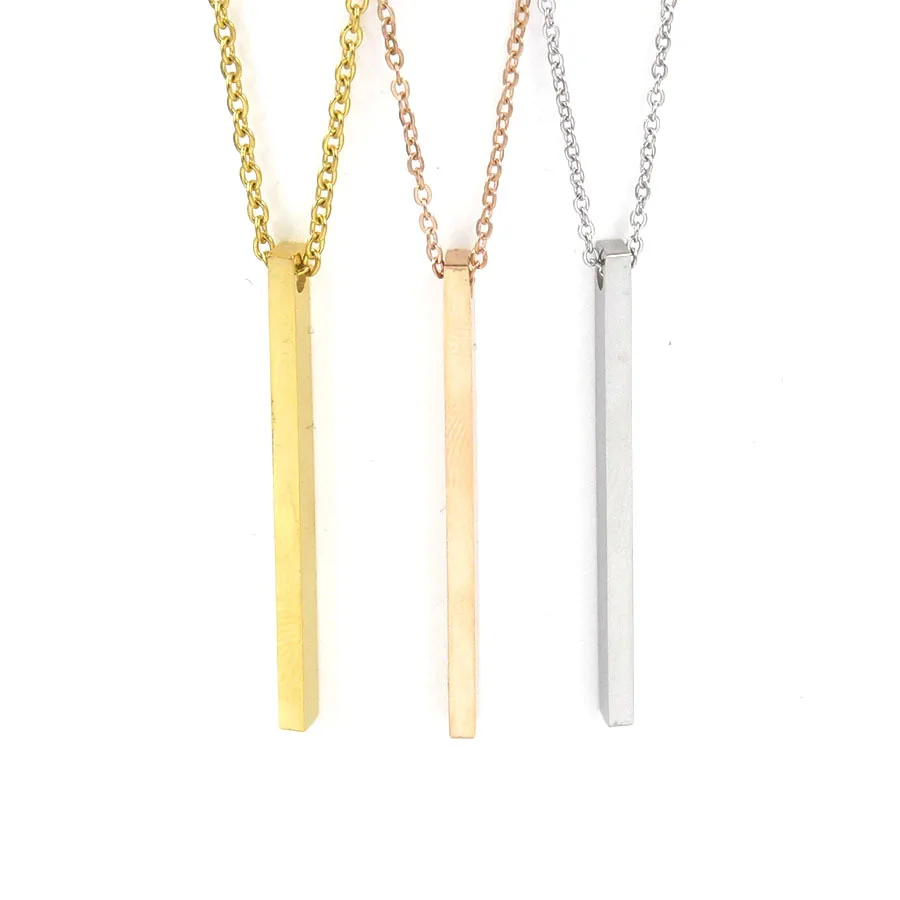 100% нержавеющая сталь бар ожерелье заявление пустая табличка кулон и зеркальная