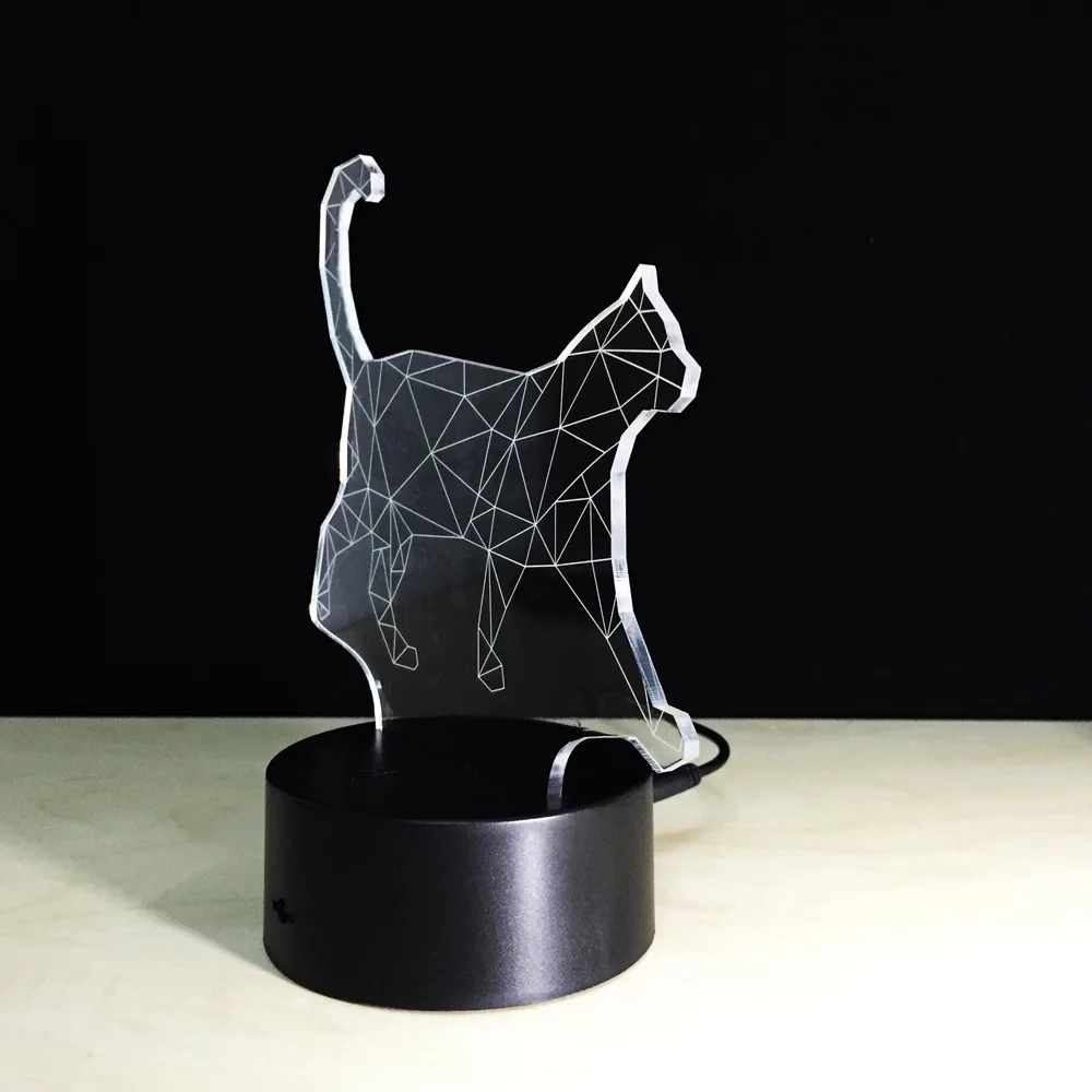 Кошка 7 цветов лампа 3d визуальные Светодиодные ночные светильники для детей