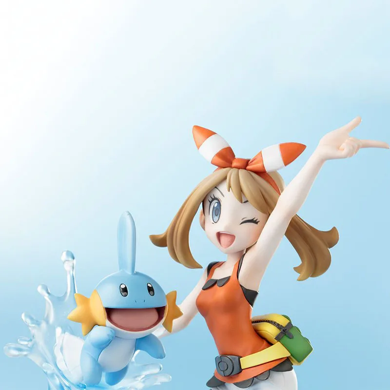 19 см японское аниме Мэй с Mudkip фигурка модель игрушки украшение комнаты Покемоны фигурка игрушки девочка Фигурка детские подарки