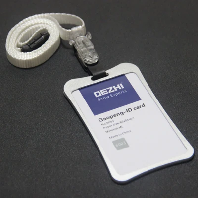 Ультра-тонкий алюминиевый сплав ID IC карты Держатели бейдж держатель для с 1,0 см полиэстер Отделяемый ремень безопасности - Цвет: silver with white