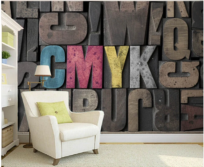 

Custom 3 d stereoscopic wallpaper, solid English letters used in the sitting room bedroom TV KTV wall vinyl papel DE parede