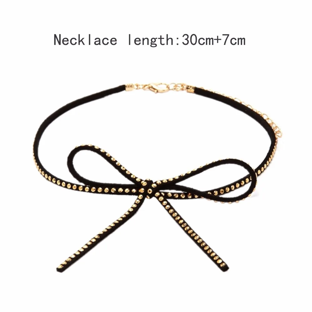 Sexy Long Bowknot Choker Necklace Women Fashion Accessories Golden And Silver Bohemian Bijoux Femme Collares | Украшения и