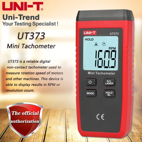 Мини-Тахометр UNI-T UT373, цифровой лазерный тахометр, индикатор перегрузки, ЖК-подсветка, автоматическое отключение