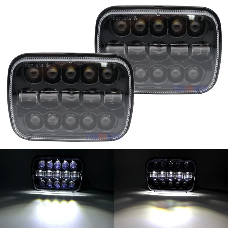 

2 PCS Rectangular LED Bulb 7X6 LED Headlight High/Low LED Sealed Beam H4 Plug for Jeep Wrangler YJ XJ Cherokee Truck Chevrolet