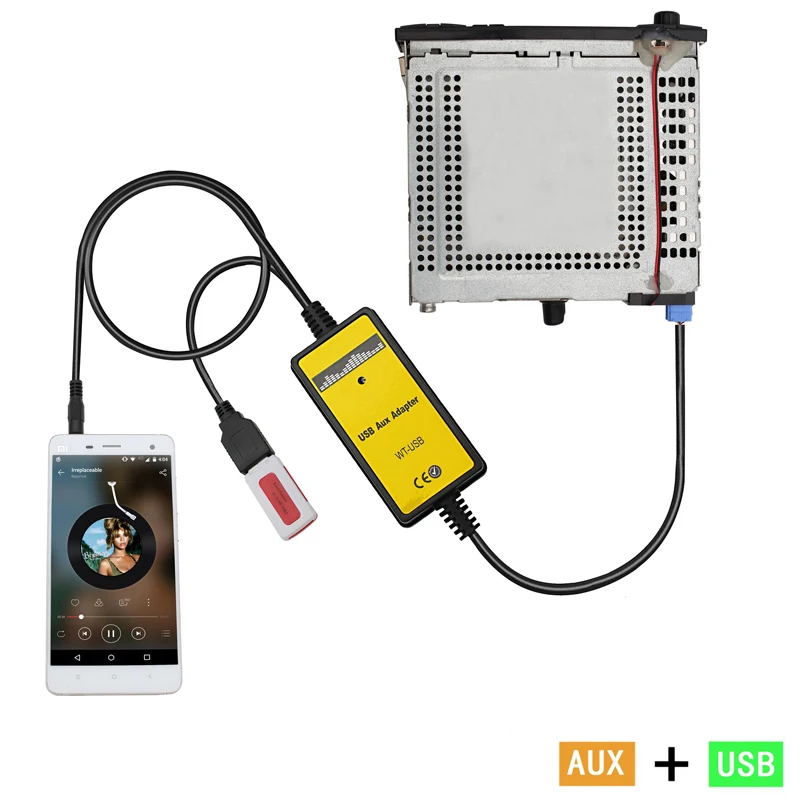 Фото Автомобильный аудиоадаптер Moonet USB AUX MP3 3,5 мм Интерфейс CD-чейнджер для Audi Volkswagen Skoda Golf Passat Spuerb Octavia 8pin QX010 №2