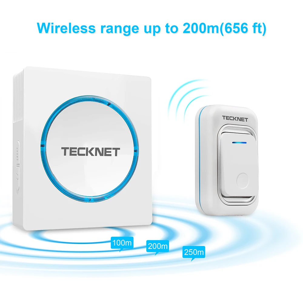 TeckNet AC 110 V 220 беспроводной дверной звонок IP44 водонепроницаемый светодиодный 1