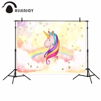 allenjoy unicorn rainbow cloud stars watercolor style candy bar party decorations for home fond studio photo