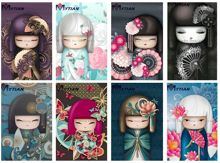 

MYTIAN Full Diamond Embroidery 5D diy Diamond Painting Janpanse Girl Stitch Cross 3D Diamond Painting mosaic sticker Christmas