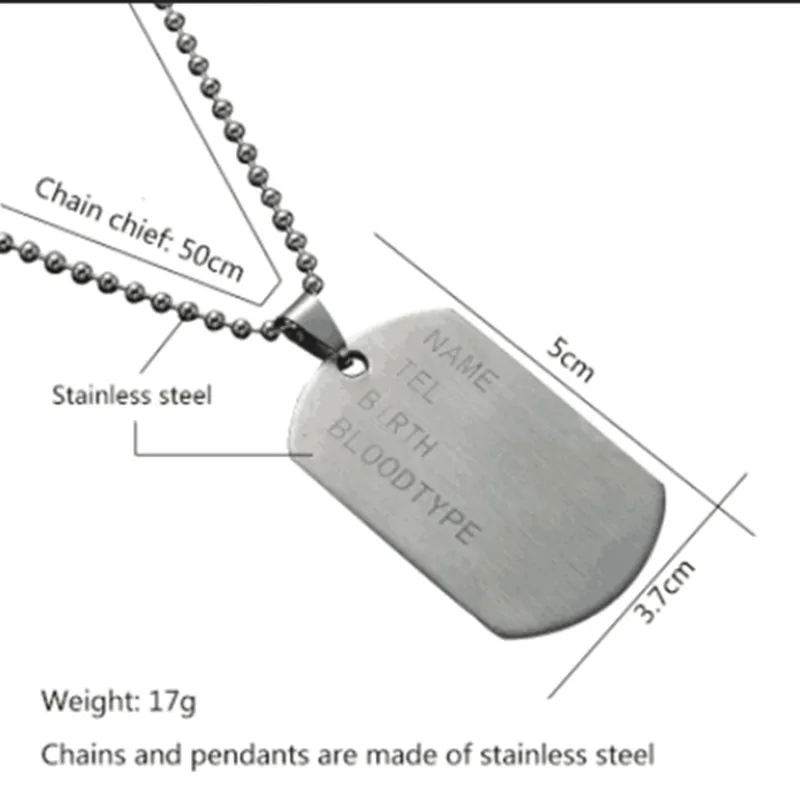 Mens Necklace Stainless Steel Pendant Dog Tags Army Nameplate Cross Shaving Blade For Men |