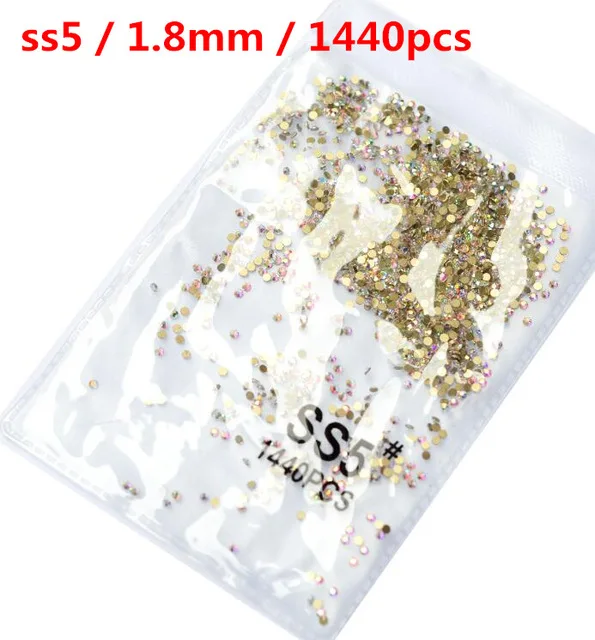Gold AB ss5 1440pcs 2019Newest~ 1440 шт./пакет ss3-ss8 Кристаллы Дизайн ногтей Стразы Украшения Стекло камни чистое Золотое Б ез исправлений стразы - Цвет: Gold AB ss5 1440pcs