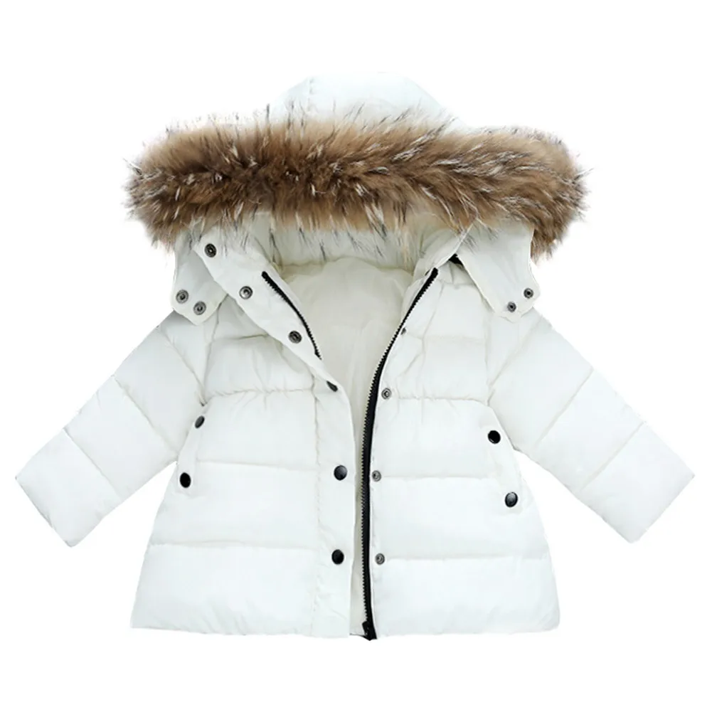 

baby cotton coat fur hooded solid classic thick warm down coat for 1-8years kids children boys girls Winter jacket coat