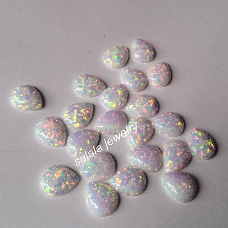 100pcs /lot Free Shipping 8x10mm Synthetic Opal Snow White Pear Cabochon Stone Price | Украшения и аксессуары