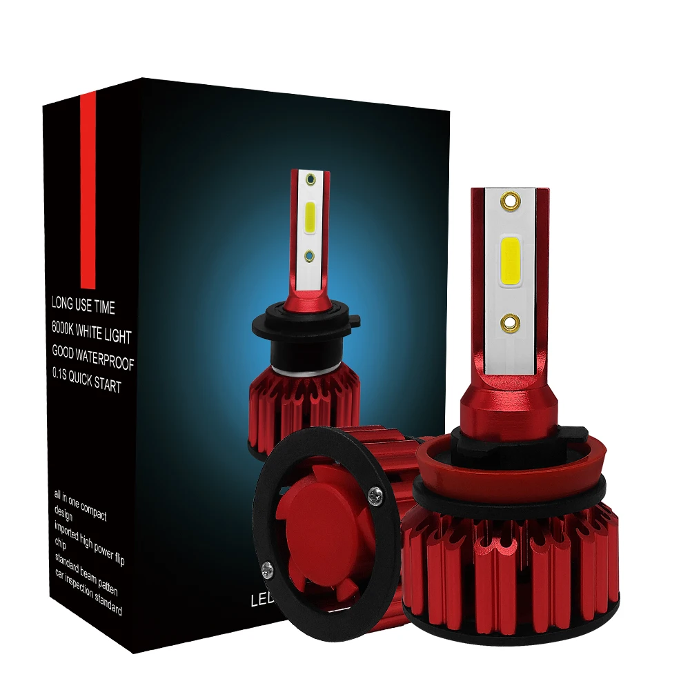 2PCS NEW Q6 Fanless Style Car LED Headlight Bulbs H11 COB 50W White 6000K Light CSP LEDs Auto Headlamp Far and Near | Автомобили и
