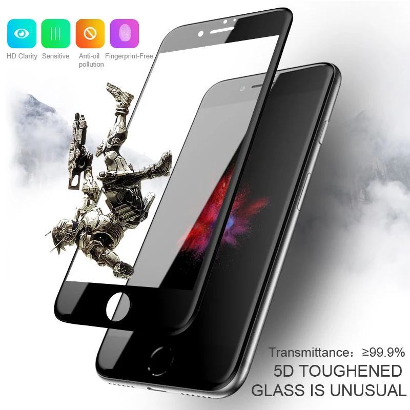 Gulynn Full Cover Film Curved Edge 5D Tempered Glass for iphone 7 8 X glass 6s plus Screen Protector For iPhone 6 | Мобильные