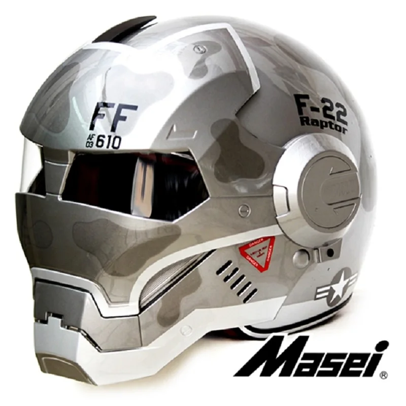 Мотоциклетный шлем Masei 610 F22 Raptor US Air Force F22|helmet ironman|masei 610helmet open |