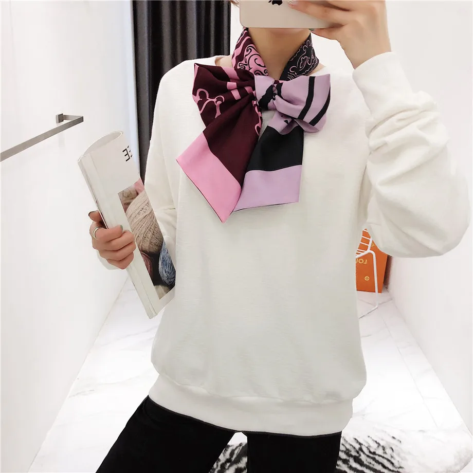 160cm Luxury Brand New Design Tassels Chain Twill Scarf Double-deck Women Scarf Head Silk Scarves Wraps Neckerchief For Ladies