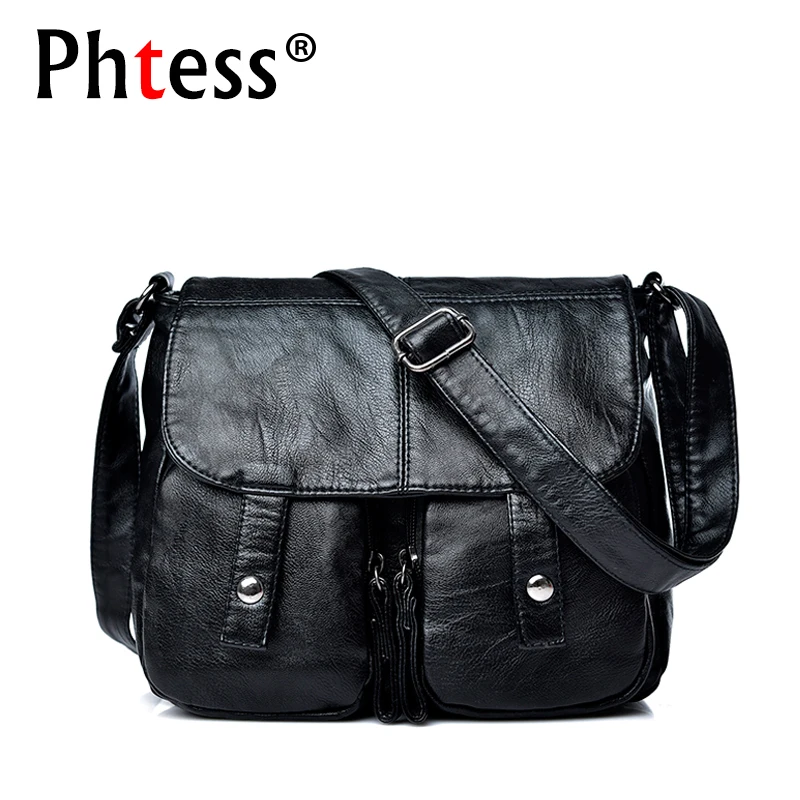 

2019 Women Messenger Bags Black Leather Handbags Small Crossbody Bags For Women Bolsa Feminina Female Vintage Shoulder Bag Sac
