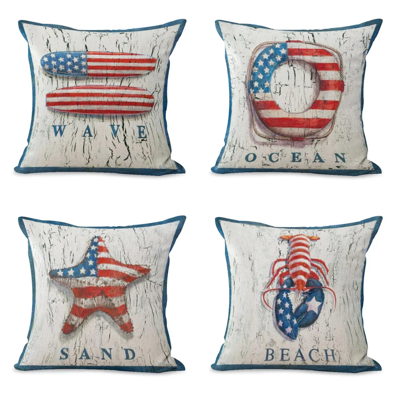 

Sea Style Turtles Cushion Cover Cotton Linen Marine Life Printing Pillow Cover For Sofa Living Room Bedroom Decor Pillow Case