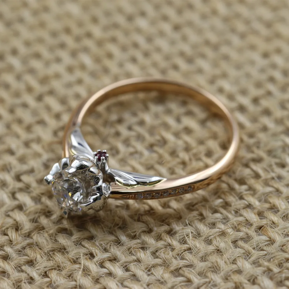 LASAMERO 0.537CT IJ/SI Round Cut Natural Diamond Ring For Women 18k White Gold 2 Tone Certified Engagement Wedding | Украшения и