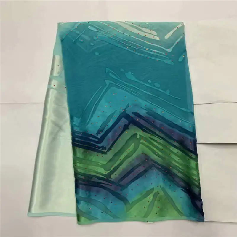 

African soft silk fabric for garment neat embroidery on the material 100% Silk Chiffon Fabric! LXF6135