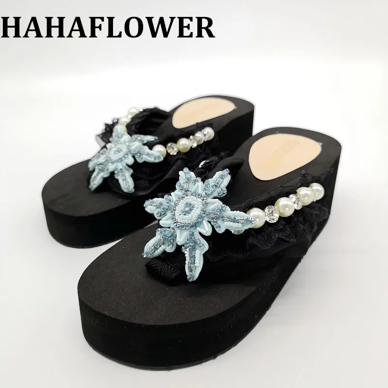 

HAHAFLOWER/женские модные вьетнамки на платформе; пляжные сандалии; тапочки с бантом; Бесплатная доставка