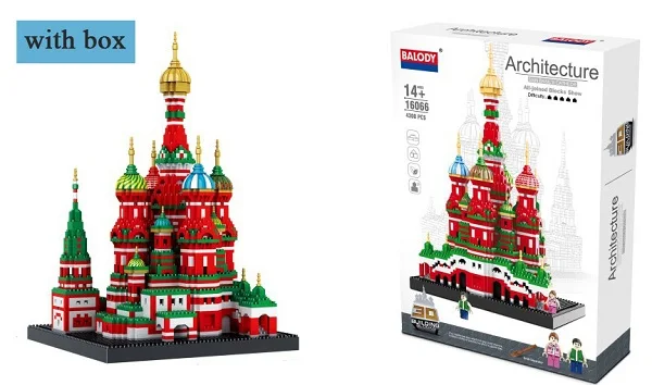 16066(with box) Архитектура знаменитого собора Василия строительные блоки игрушки алмазные блоки Diy кирпичи развивающие игрушки для детей - Цвет: 16066(with box)