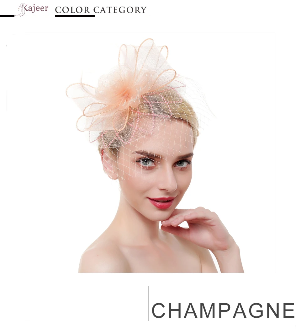 Kajeer стиль женские перьевые сетки Hairwear чародейные шляпы лошадь гонки праздничные шапки невесты пряди волос аксессуары для волос