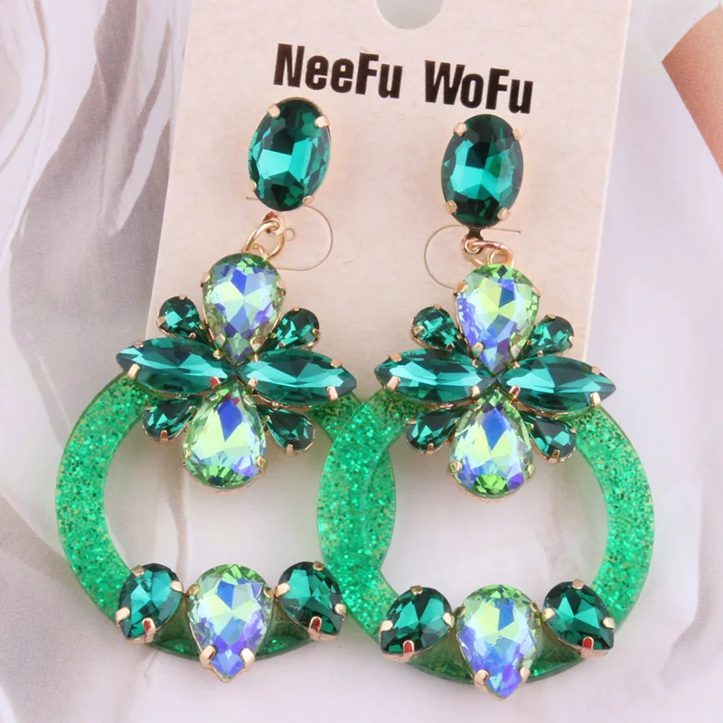 Серьги из смолы NeeFu WoFu большие стеклянные хрустальные серьги длинные свадебные