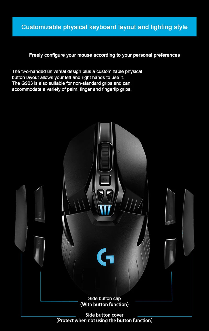 Беспроводная игровая мышь logitech G903 LIGHTSPEED 12000 MAX dpi для геймера мыши