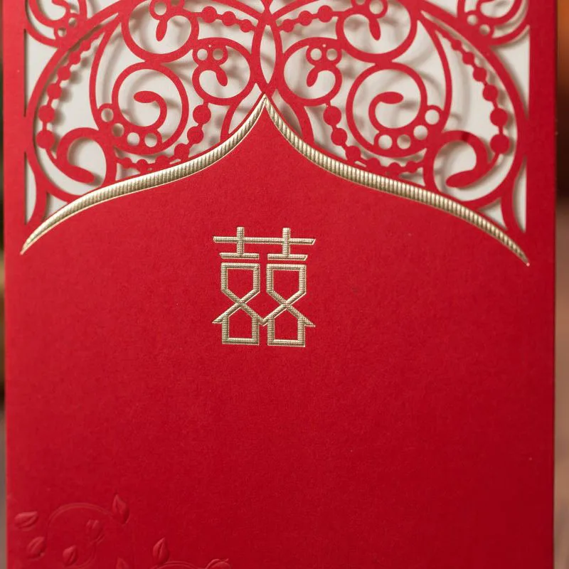 25 шт. красная Золотая лазерная резка свадебные пригласительные открытки