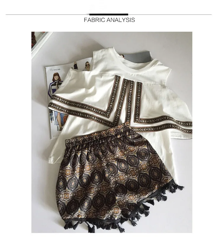 Girls Clothes Set White Shirt With Printed Pants Fashion Baby Girl Clothing 2pcs Children Summer | Детская одежда и обувь