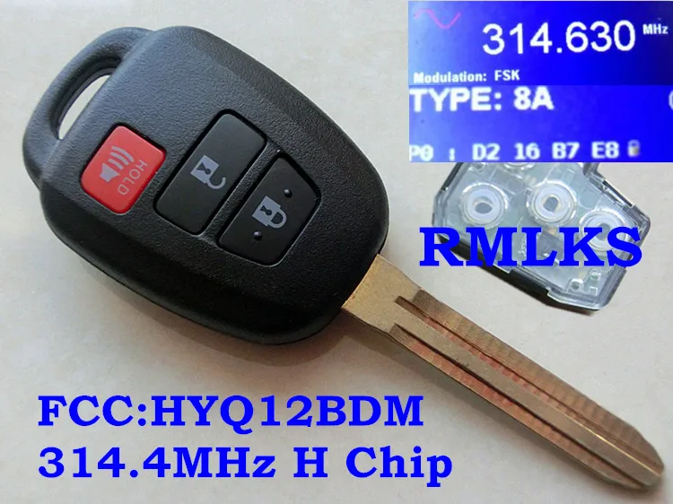 RMLKS HYQ12BDM 3 кнопки дистанционного ключа Fob с чипом 314 2 МГц G H подходит для Toyota Camry 2012