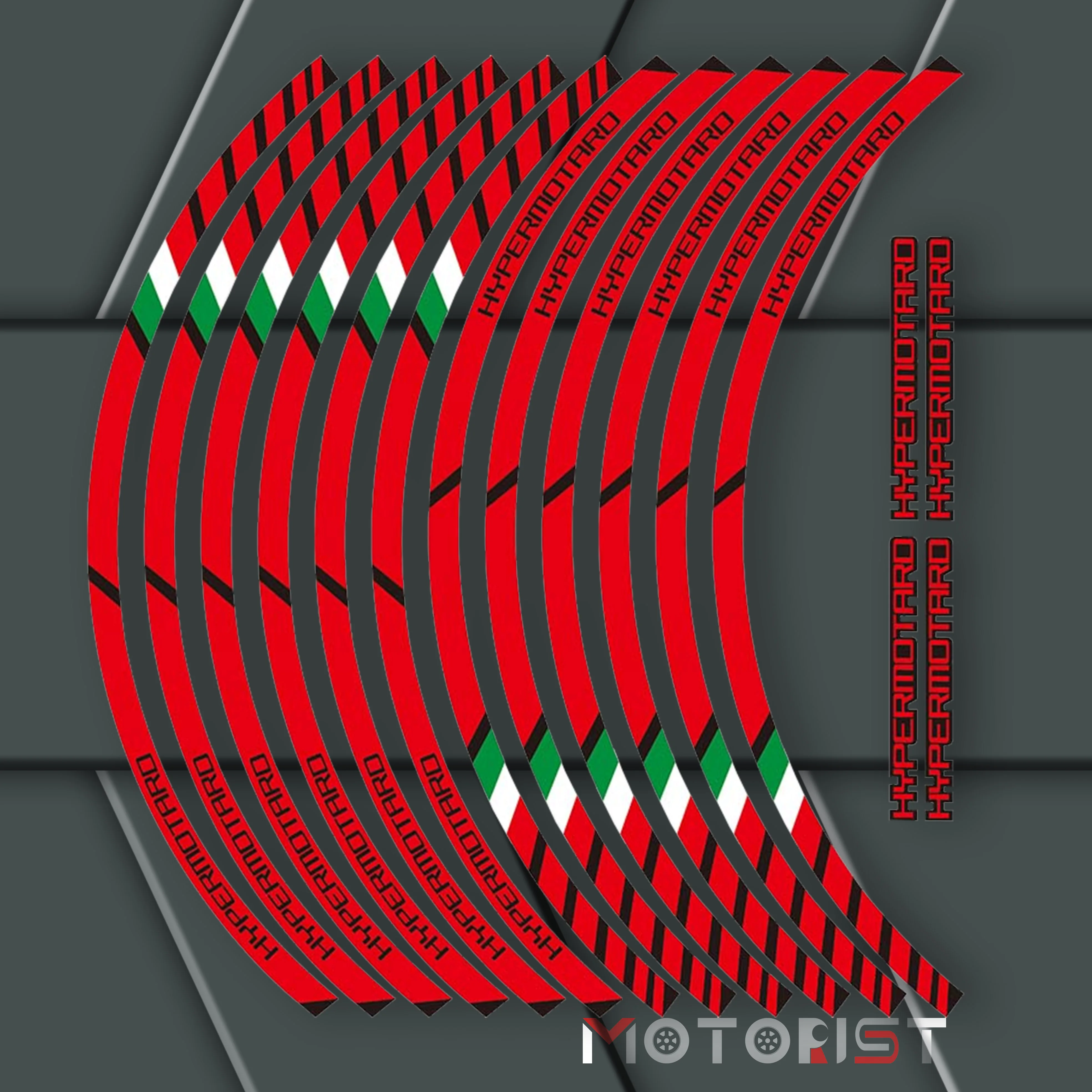 

a set of 12pcs high quality motorcycle wheel decals waterproof Reflective stickers rim stripes For all DUCATI HYPERMOTARD