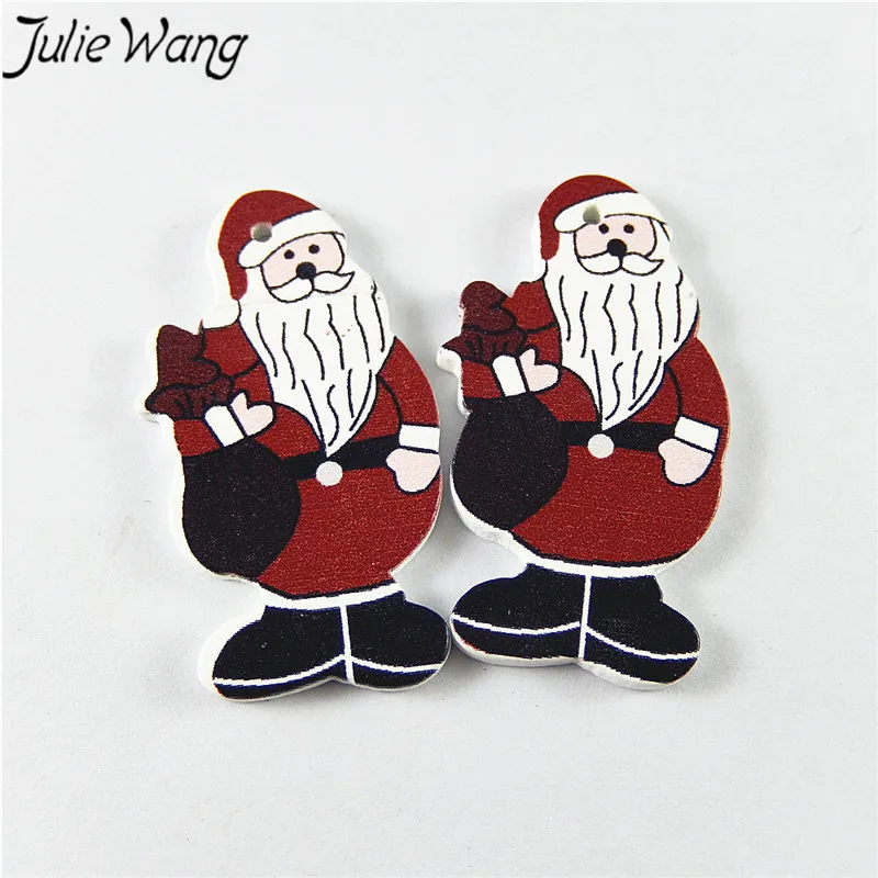 Julie Wang 20 шт./упак. красный + черный белый дерево с одним отверстием Санта Клаус