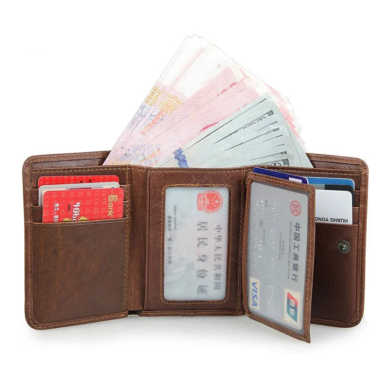 Кошелек RFID с защитой от кражи кожаный бумажник застежкой тонкий мужской мини