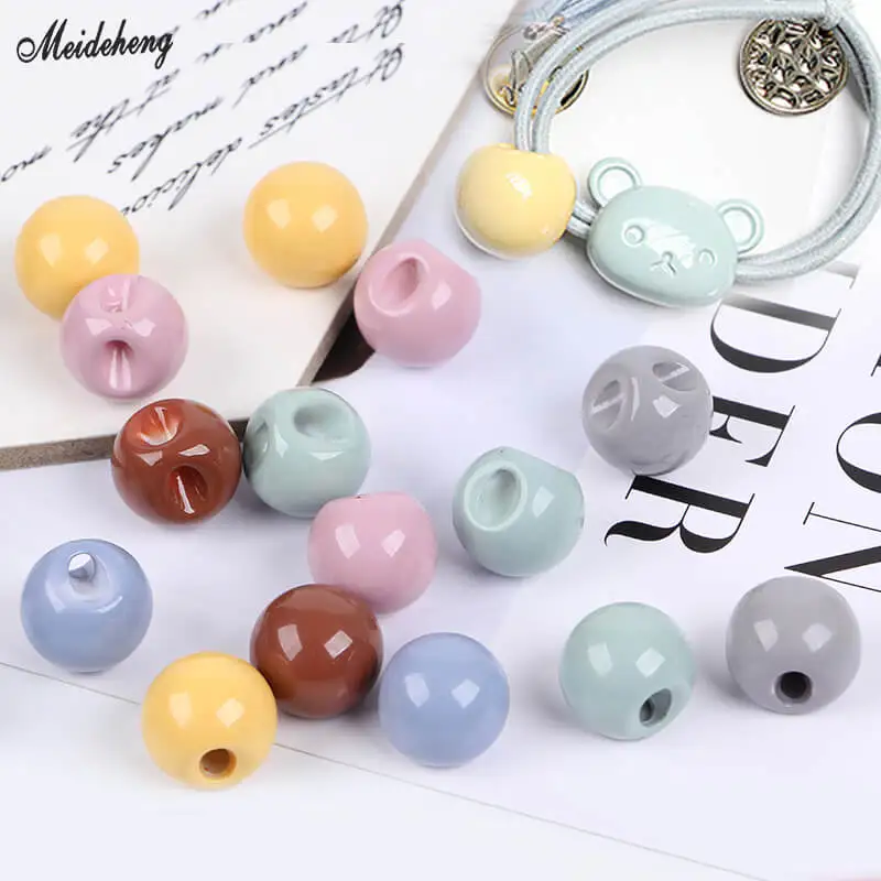 Fashion Korea Cream Color Ball DIY Beads Hair Rope Bright Surface Jewelry Deviating Hole Accessory Ornaments Decoration | Украшения и